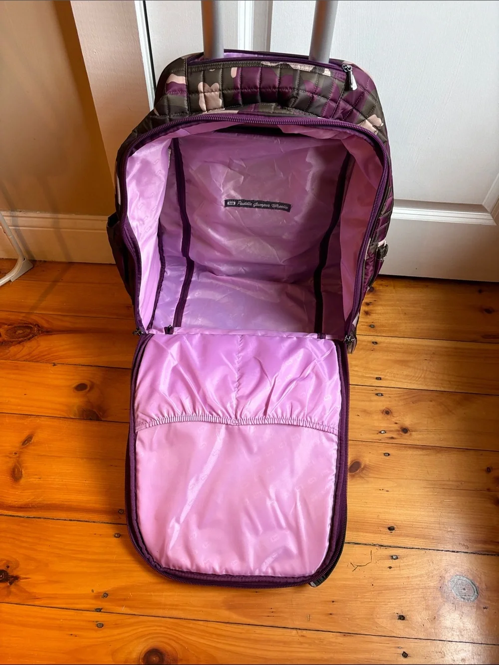 lug Purple Camo “Puddle Jumper” Quilted Rolling Tote with Multiple Pockets